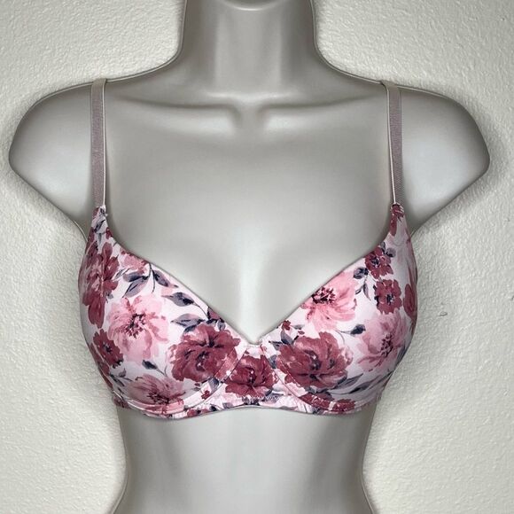 Laura Ashley Pink Floral Bra Adjustable Strap Smooth Cup Underwire Women 34C - Picture 14 of 14